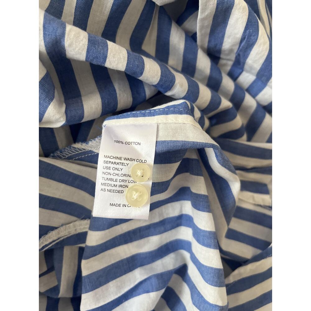 Birds Of Paradis Dress Womens Large Blue Stripe Shirt Belted Button Front Cotton - Picture 8 of 8